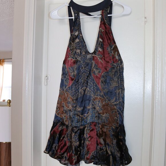 Free People Silk Ruffled Halter Dress - Picture 1 of 7